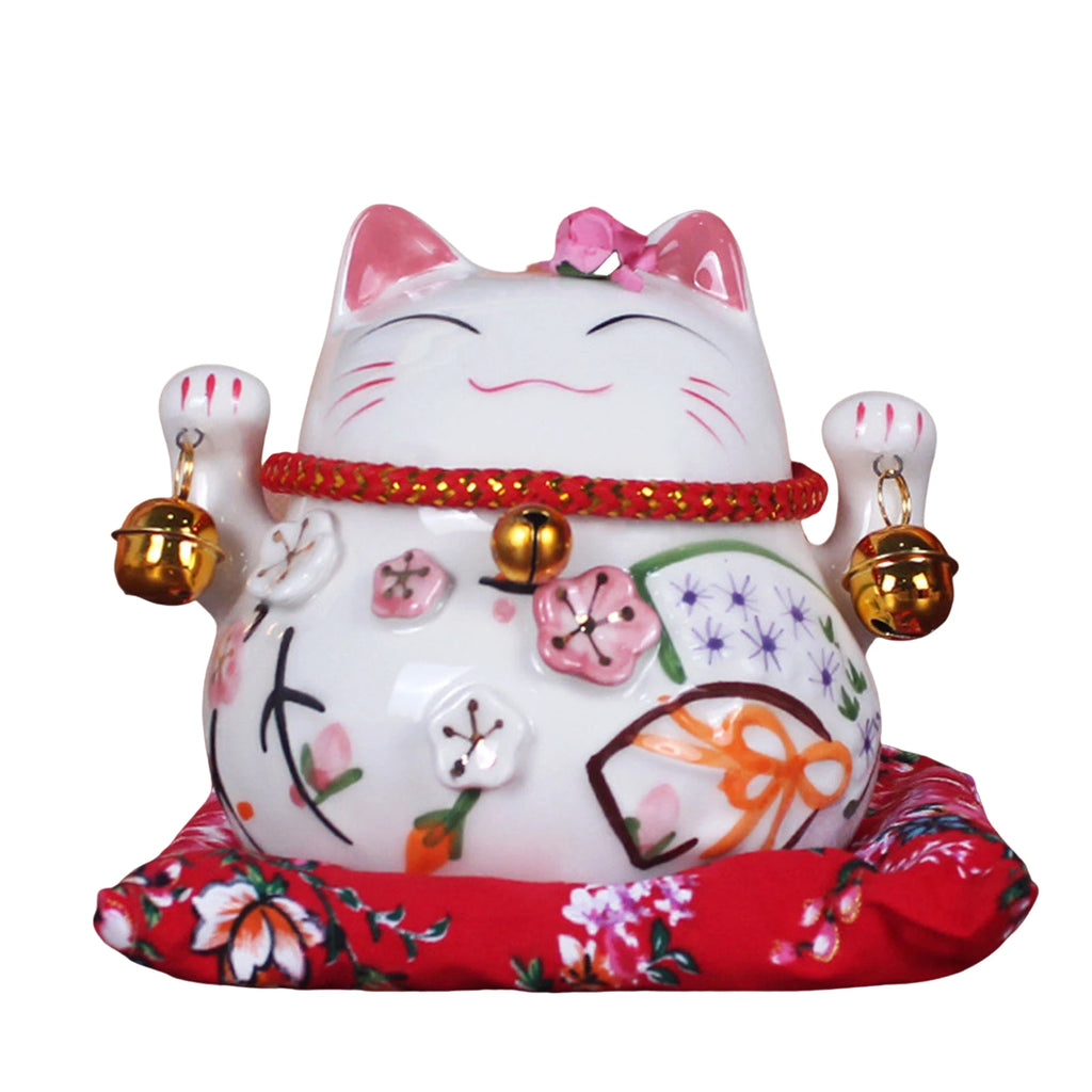 Maneki-Neko Wealth Cat Ornament — Painted Ceramic Lucky Cat