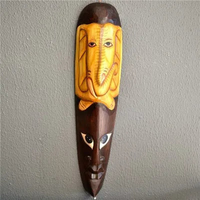 Hand-Carved African Stone Mask — Wooden Wall Hanging
