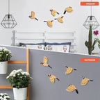 Wooden Bird Wall Sculpture Set — 5-Piece Vintage Hanging Art