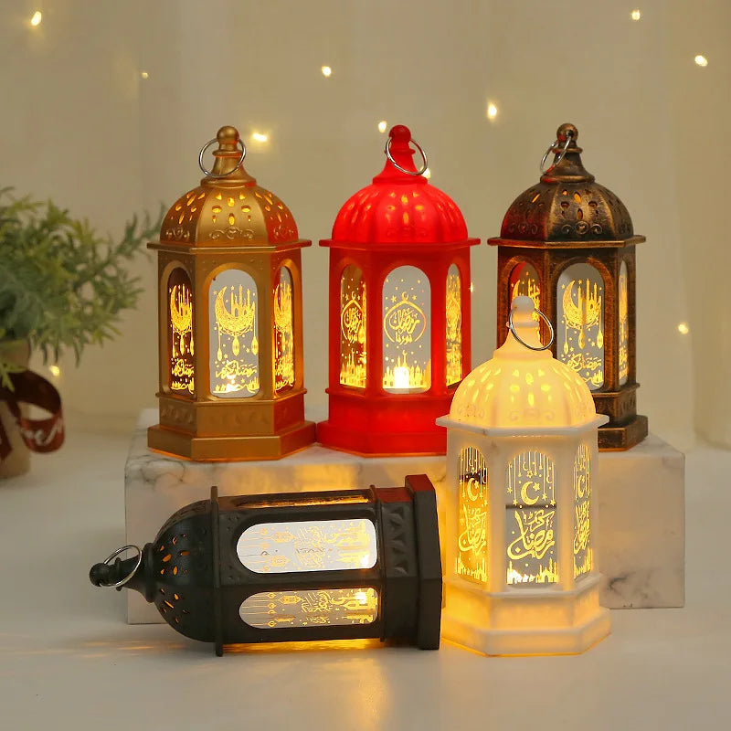 Ramadan LED Lantern — Etched Islamic Motif Table Decor