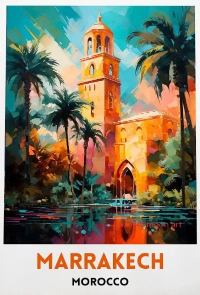Travel Moroccan Art Casablanca Marrakesh Fes Building Art Poster Canvas Painting Wall Prints Picture for Room Home Decor