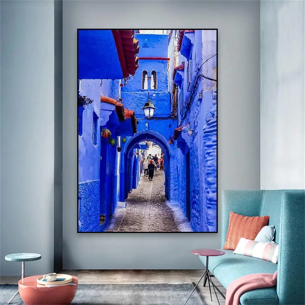 Morocco Travel Canvas Print — Chefchaouen Blue City & Moroccan Landscapes