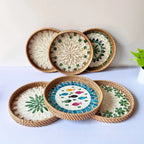 Capiz Shell Mosaic Woven Rattan Tray — Filipino-Inspired Wall & Serving Décor