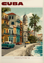 Vintage Havana, Cuba Travel Poster Canvas Print — Latin Heritage Wall Art