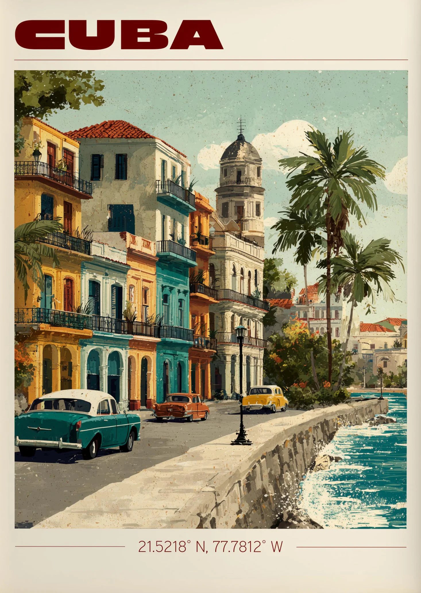 Vintage Havana, Cuba Travel Poster Canvas Print — Latin Heritage Wall Art