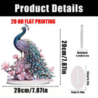 Decorative Acrylic Peacock Figurine — Jeweled Tabletop Ornament