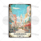 Maghreb Cityscape Metal Sign — North African Travel Wall Décor