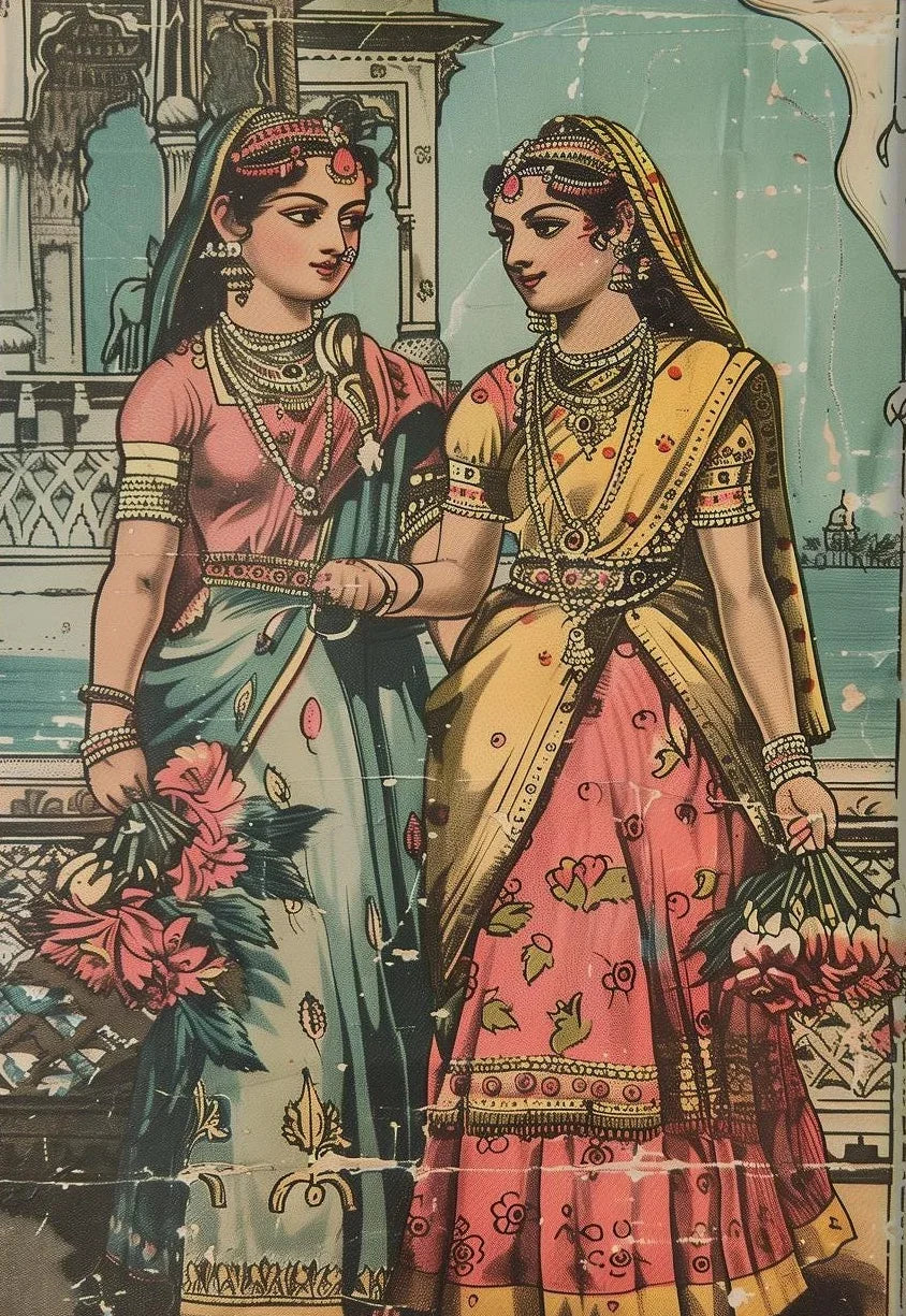 Mughal Woman Portrait — Vintage Indian Canvas Wall Art