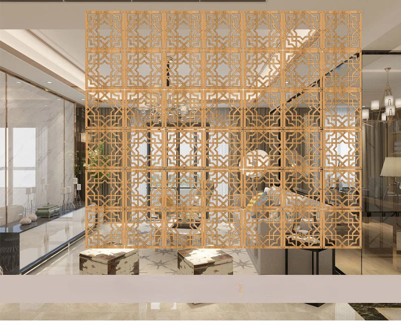 10pcs Room Hanging Screen Partition Guest Room Divider Panel wooden color Living Room Office Simple Hollowing Screen