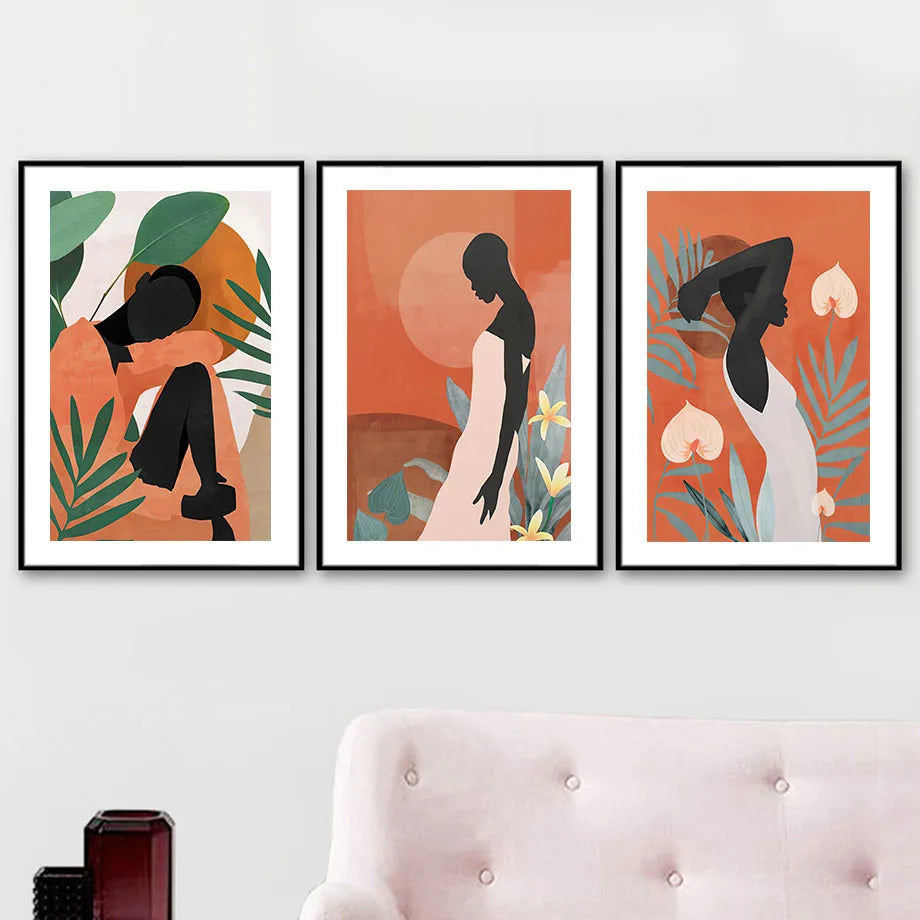 African Woman in Bloom — Canvas Wall Art Print