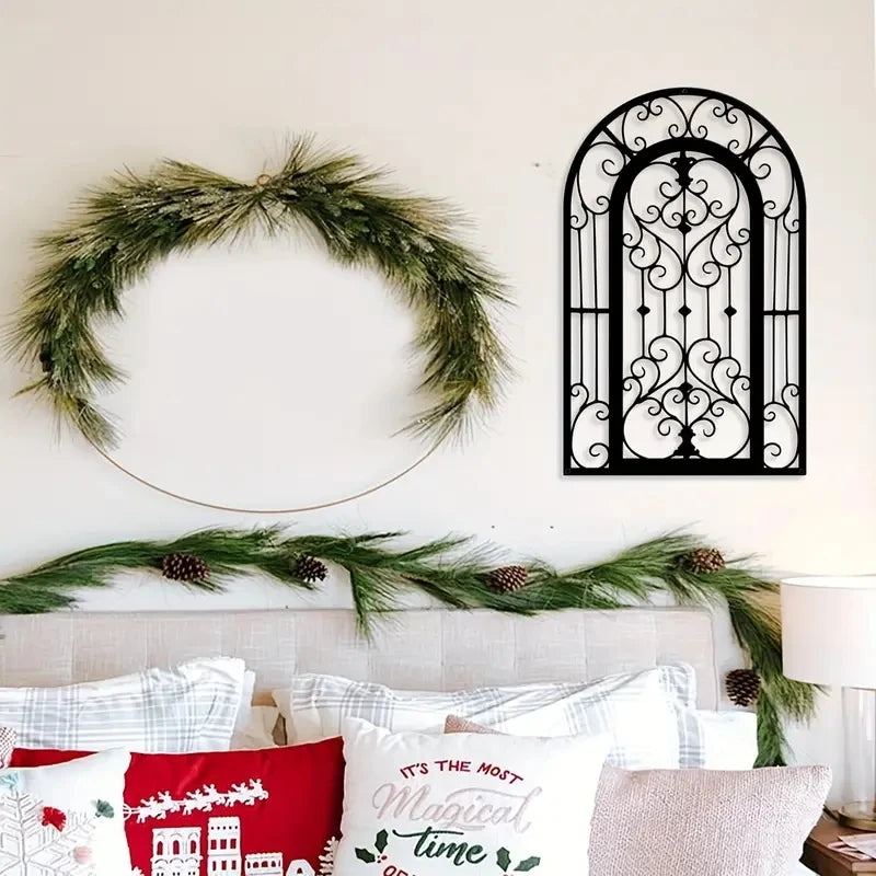 1Pc Craft decorations Vintage Arch Iris Metal Wall Sculpture - Indoor/Outdoor Decor for Front Door, Window Ledge, Patio Fence