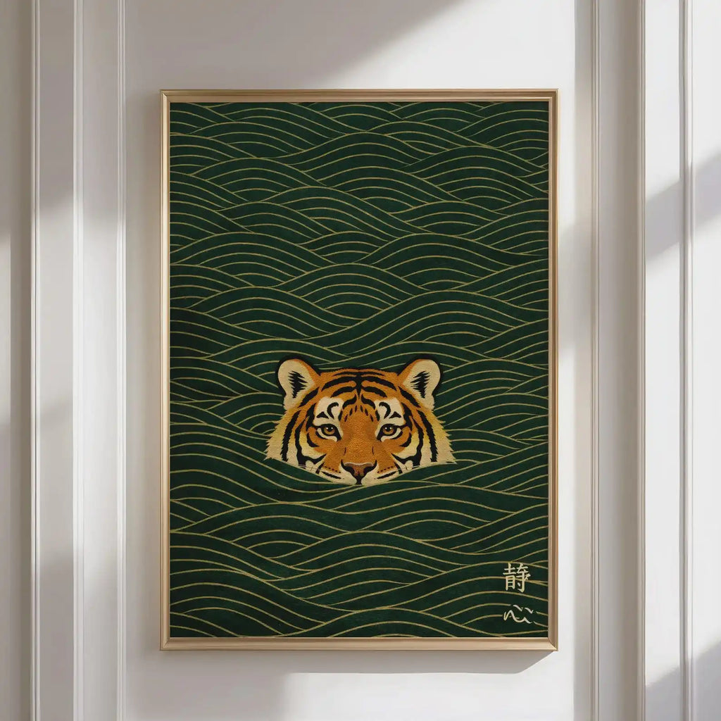 Ukiyo-e Tiger Canvas Wall Art — Japandi Wave Print