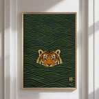 Ukiyo-e Tiger Canvas Wall Art — Japandi Wave Print