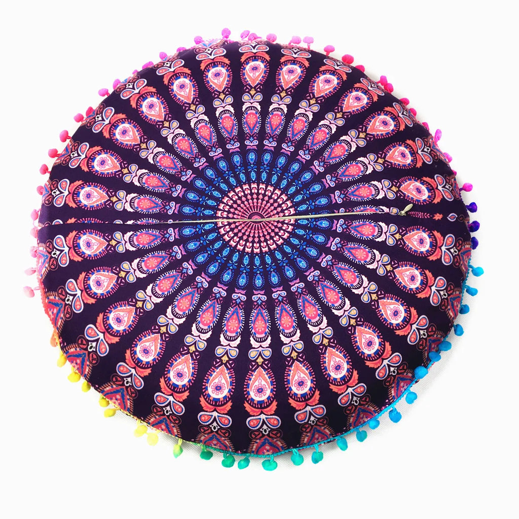 Moroccan Mandala Floor Cushion Cover — Round Bohemian Tatami Seat Cover