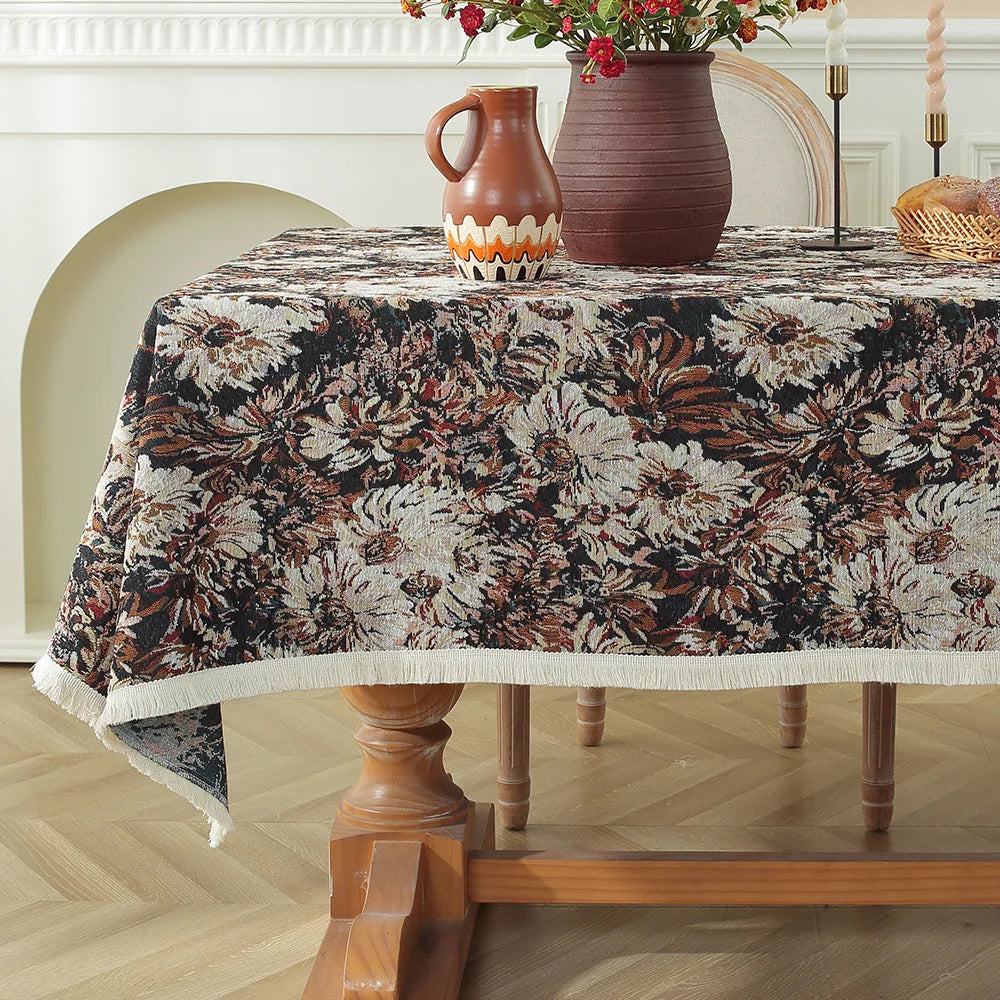 Moroccan Floral Tablecloth — Vintage Pattern Rectangular Table Cover