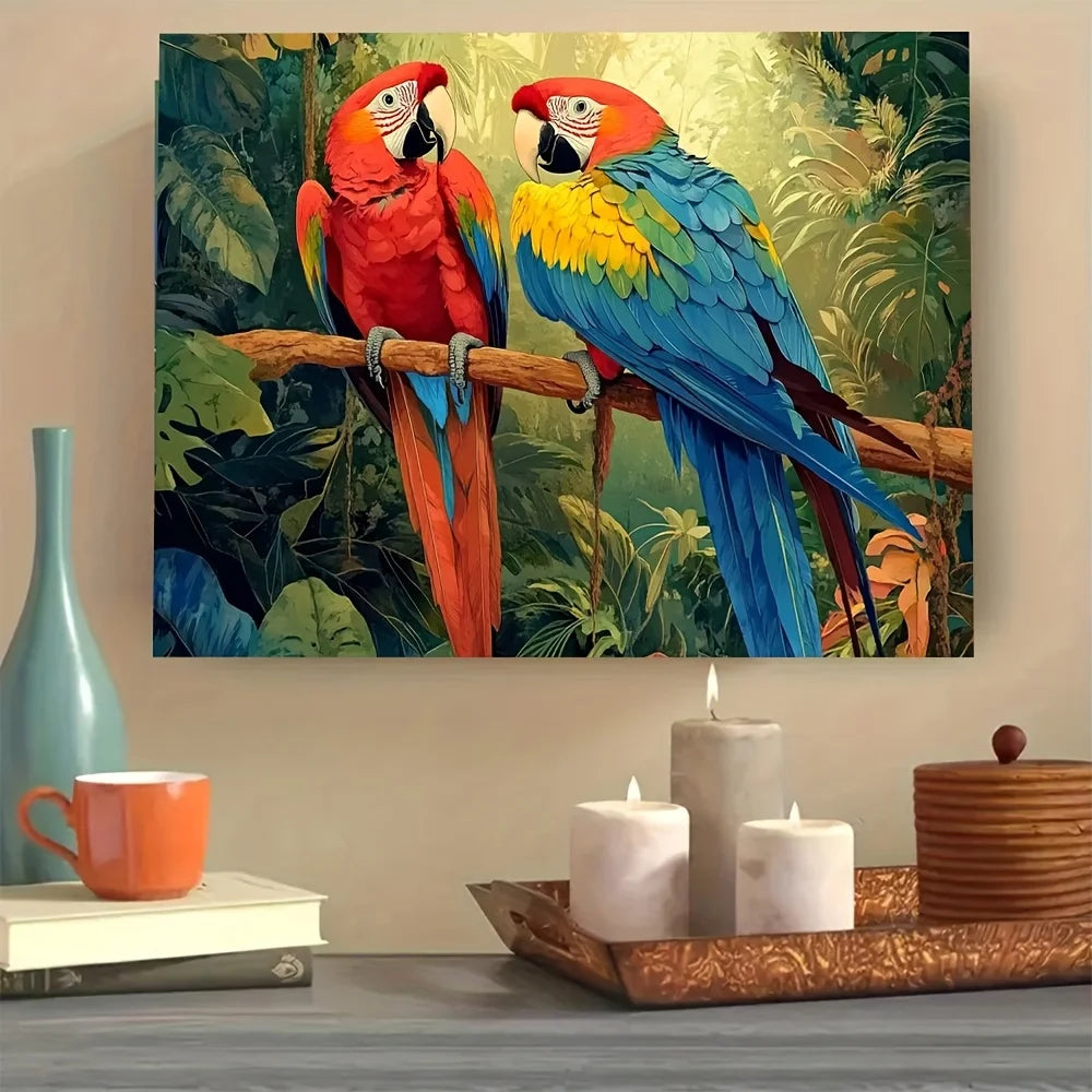 Macaw Parrot Rainforest Canvas Print — Latin American Wildlife Wall Art
