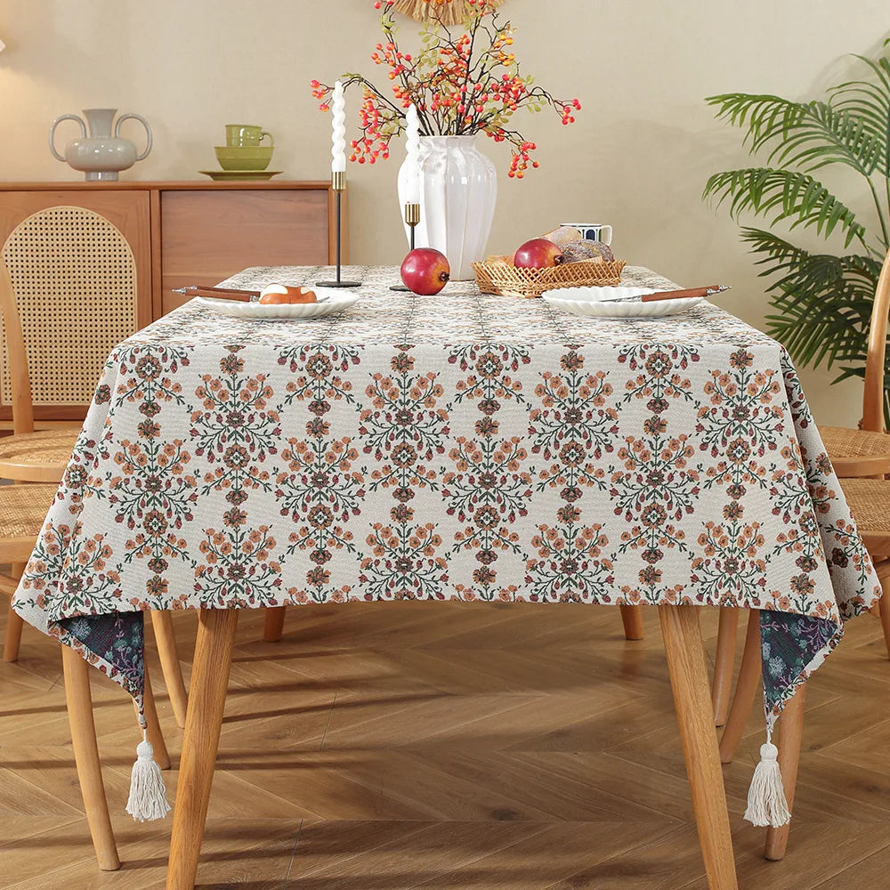 Moroccan Floral Tablecloth — Vintage Pattern Rectangular Table Cover