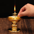 Brass Butter Oil Lamp — Traditional Buddhist Prayer Light