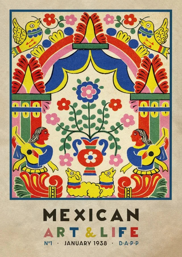Mexican Art & Life Vintage Poster — 1938 Magazine Cover Canvas Print