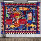 Huichol-Inspired Mexican Yarn Art Tapestry Wall Hanging – Vibrant Mandala Home Decor