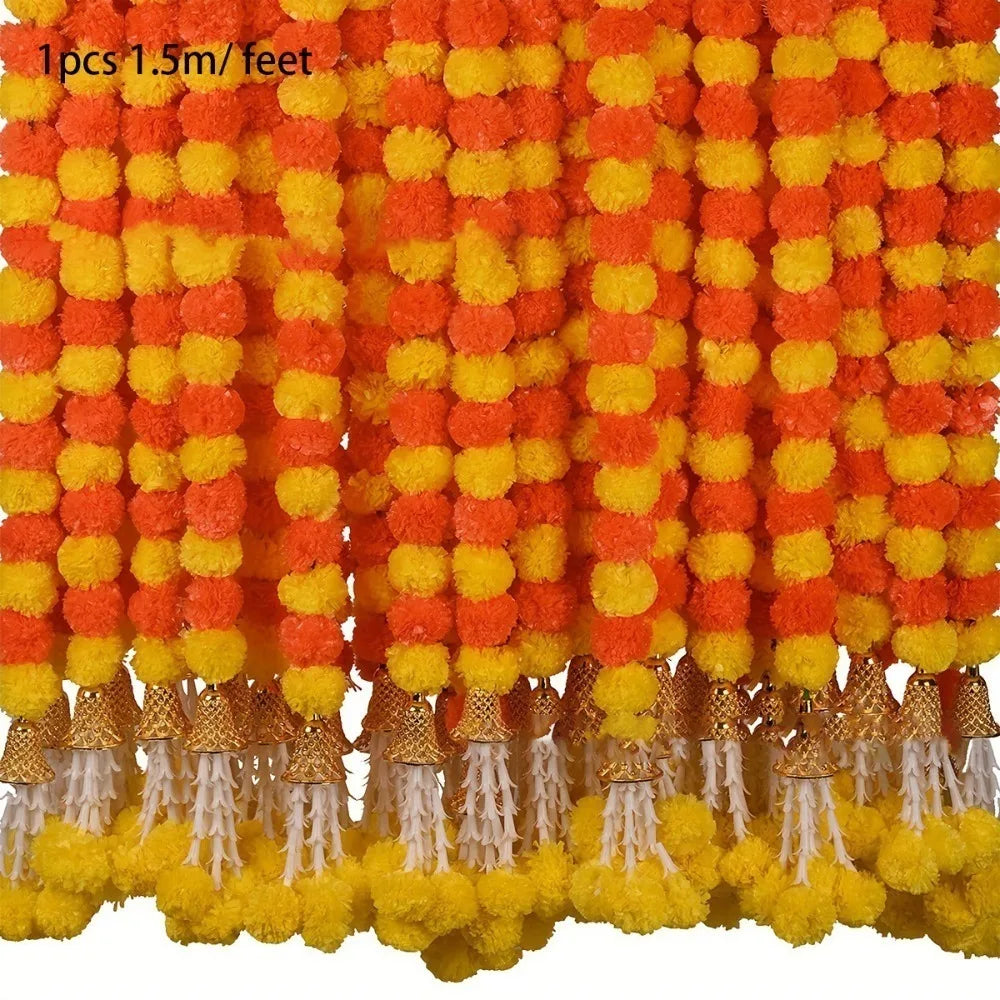 Artificial Marigold Garland — Indian Pooja & Wedding Décor