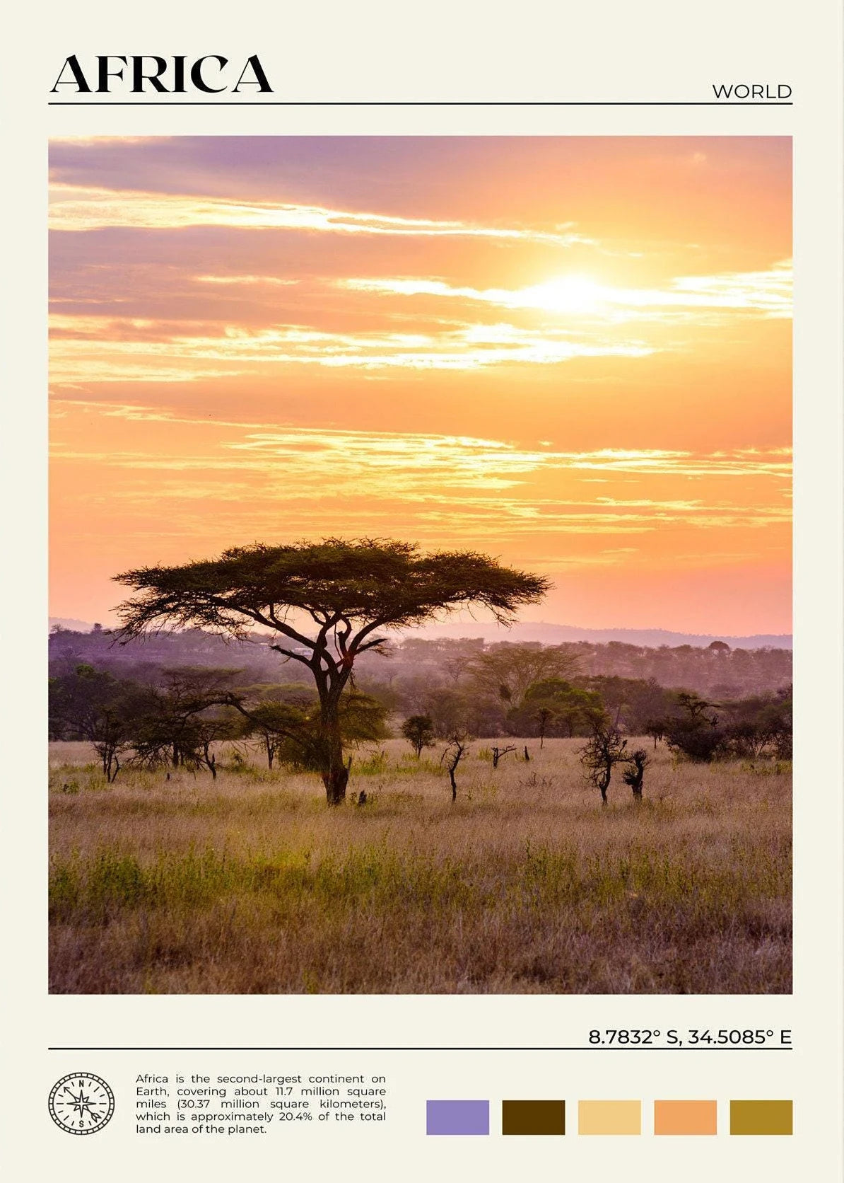 African Travel Wall Art — Minimalist Destination Canvas Print, 24 Designs