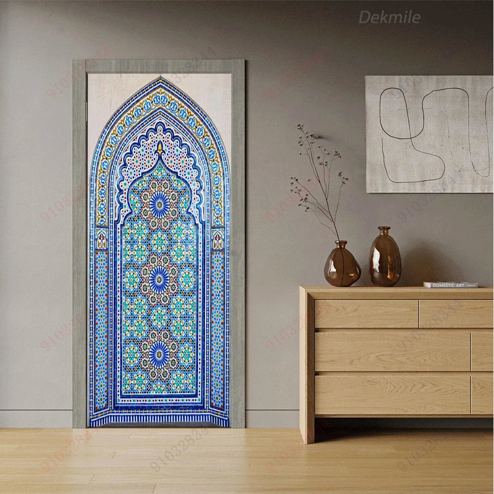 Moroccan Arch Door Mural — Islamic Geometric Wall Sticker