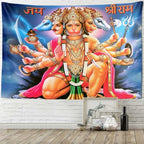 Goddess Lakshmi Tapestry – Hindu Goddess of Wealth & Prosperity Wall Hanging, Indian Devotional Art Blanket
