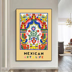 Design 5: Mexican Art & Life folk-art floral vintage poster