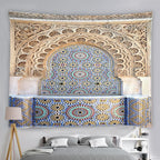 Blue Moroccan Arch Tapestry — Islamic Geometric Wall Hanging