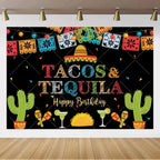 Mexican Fiesta Photo Backdrop — Cinco de Mayo Cactus & Guitar Party Banner