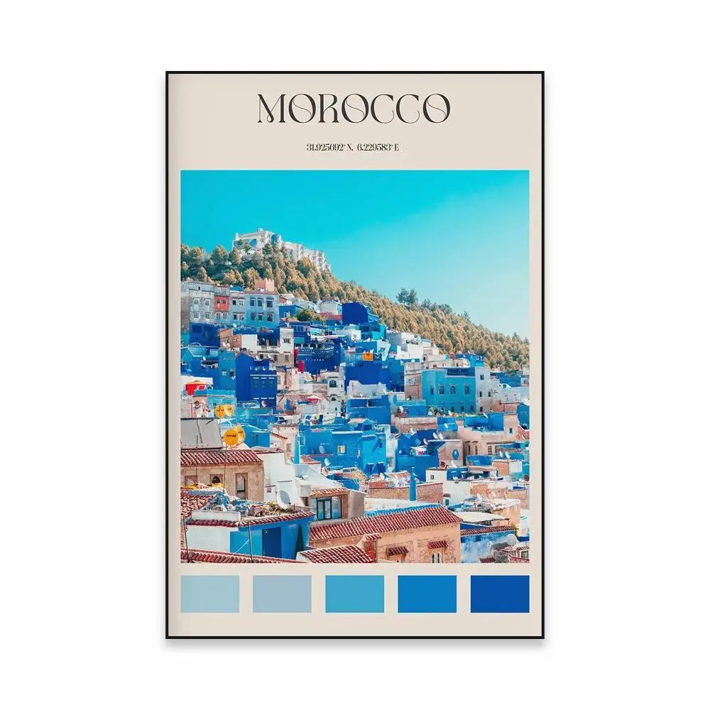 Morocco Travel Canvas Print — Chefchaouen Blue City & Moroccan Landscapes