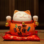 Maneki-Neko Wealth Cat Ornament — Painted Ceramic Lucky Cat