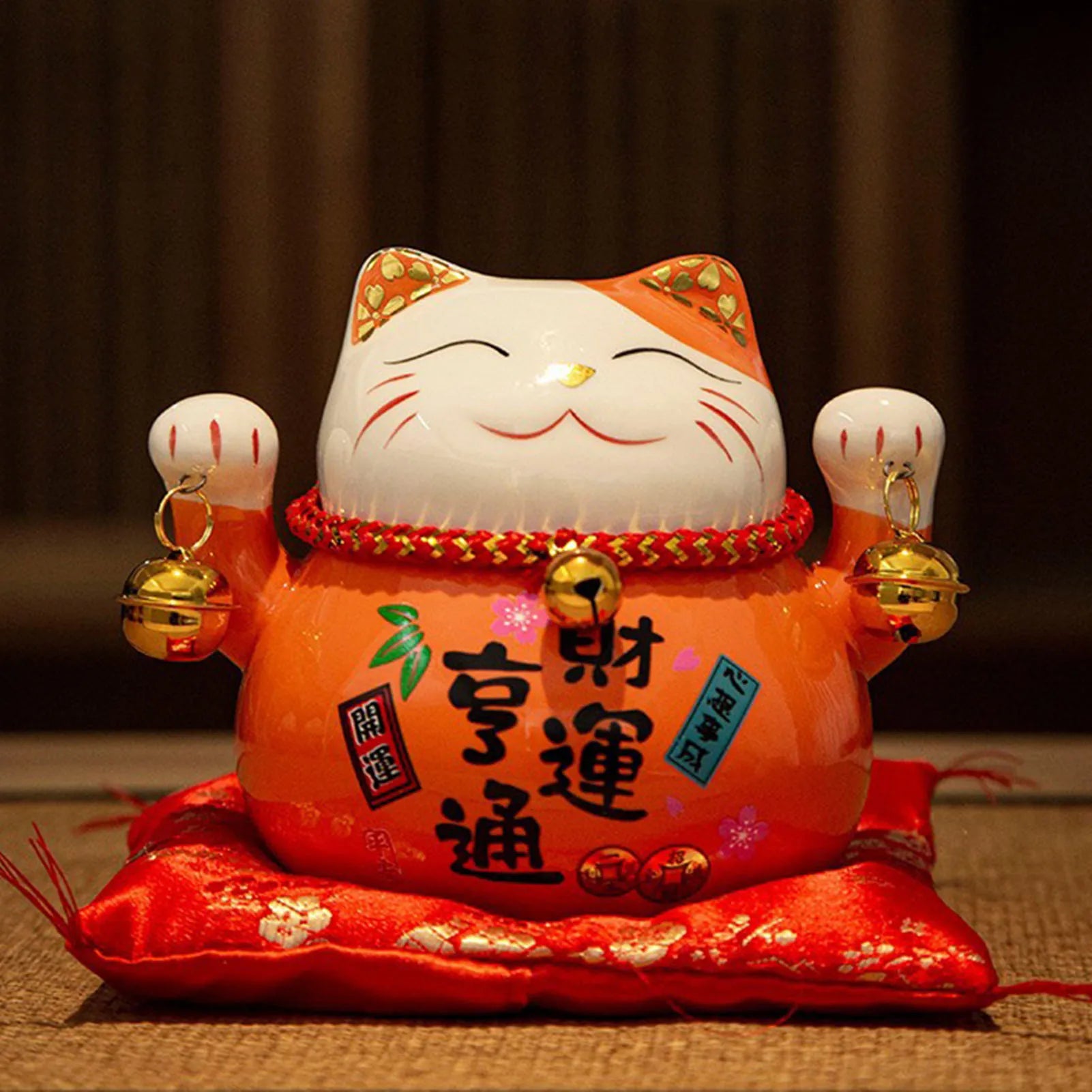 2026 New Year's Wealth Cat Ornament Blessing Message Painted Ceramic Kitten Home Decors Festival Party Gift For Family Friend