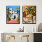 Moroccan Courtyard Mosaic Canvas Print — Mediterranean Arch Wall Art