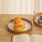 Rattan Woven Round Tray — Handcrafted Fruit & Snack Basket