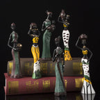 African Women Sculpture Set — 3-Piece Resin Figurines