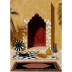 Moroccan Courtyard Mosaic Canvas Print — Mediterranean Arch Wall Art