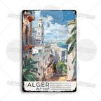 Maghreb Cityscape Metal Sign — North African Travel Wall Décor