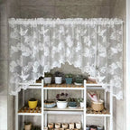 Lace Butterfly Sheer Curtain — French Rod Pocket Window Drape