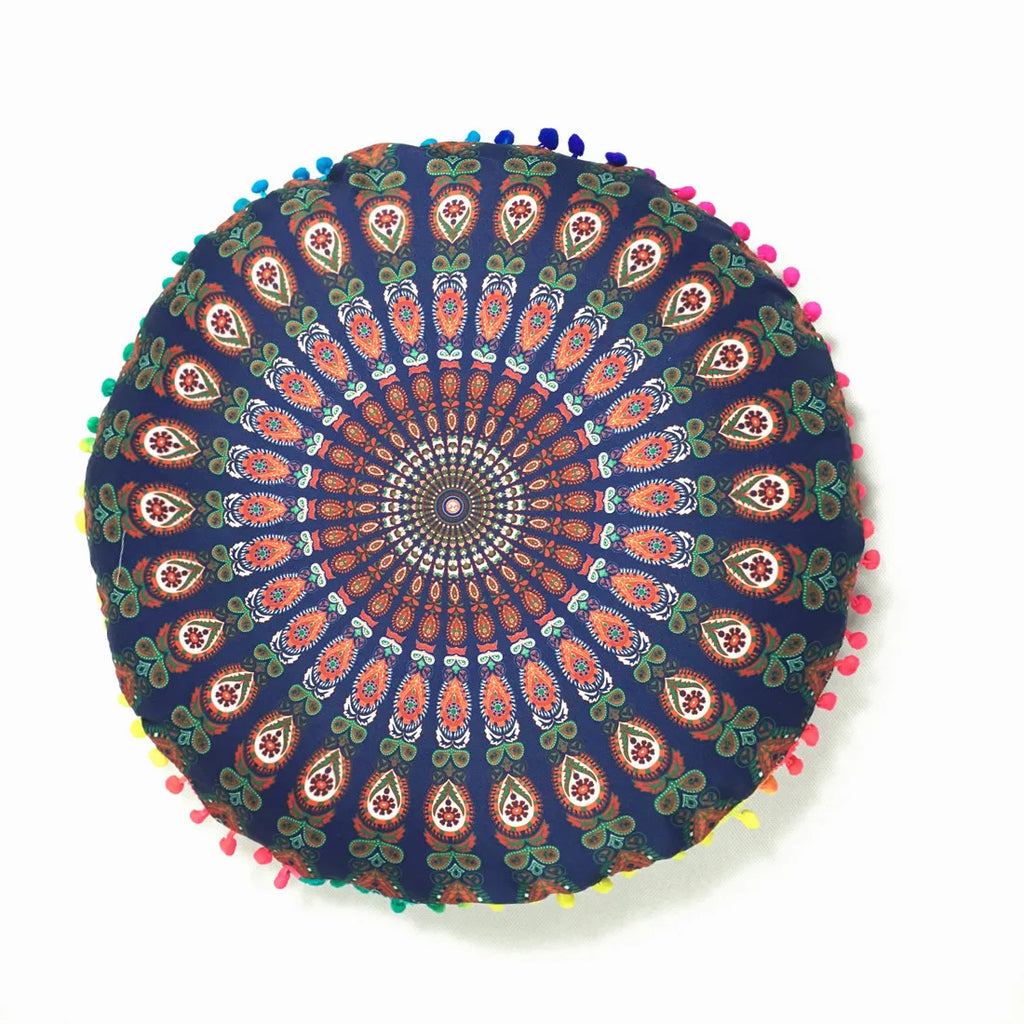 Moroccan Mandala Floor Cushion Cover — Round Bohemian Tatami Seat Cover