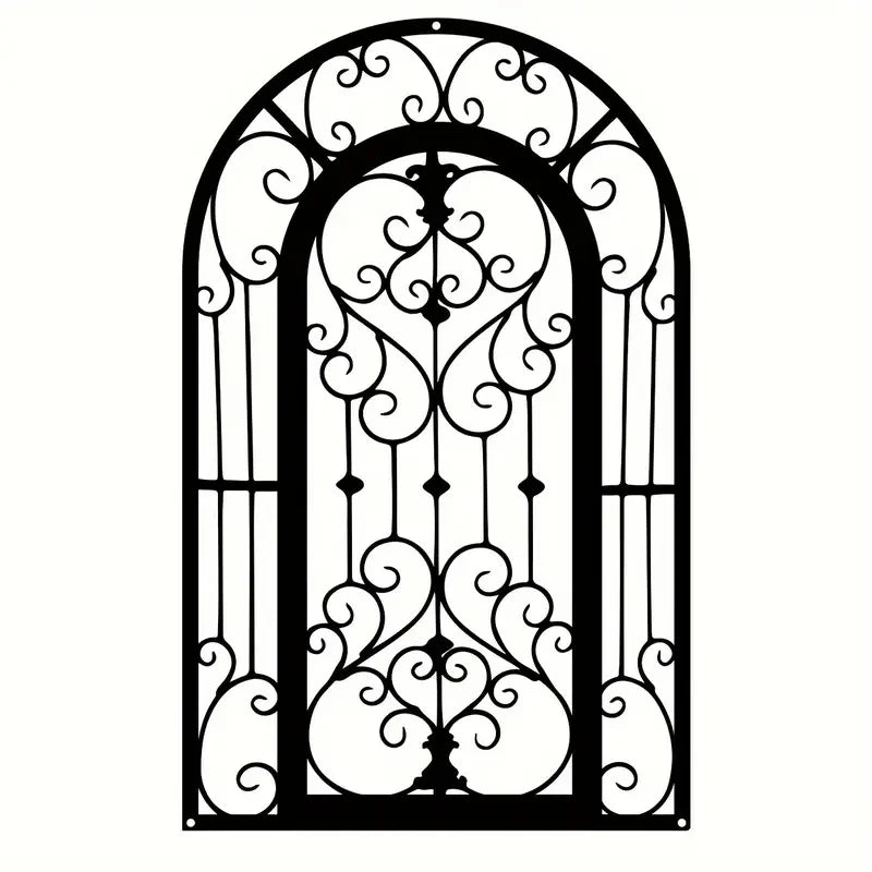 1Pc Craft decorations Vintage Arch Iris Metal Wall Sculpture - Indoor/Outdoor Decor for Front Door, Window Ledge, Patio Fence