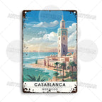 Maghreb Cityscape Metal Sign — North African Travel Wall Décor