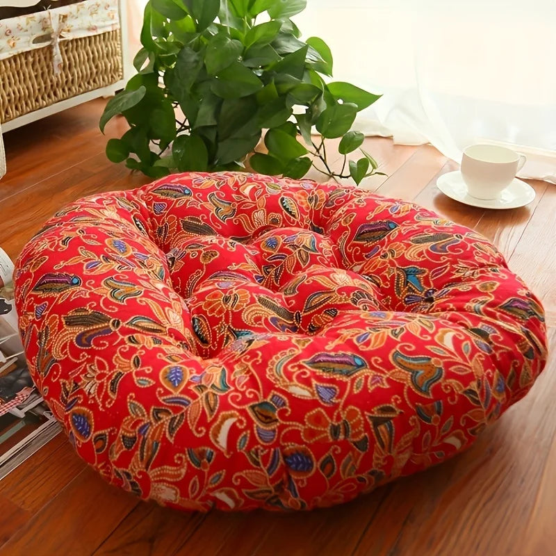 Round Floor Meditation Cushion — Thick Washable Tatami Seat Pad