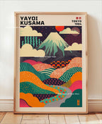 Yayoi Kusama Pink Jellyfish — Mount Fuji Abstract Canvas Print