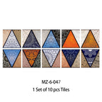 10pcs Blue & Gray Matte Surface Wall Sticker Film For Tiles /Ground in Kitchen Backsplash Floor PVC Art Wallpaper Peel & Stick