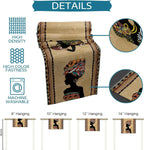 African Woman Linen Table Runner — Boho Farmhouse Style