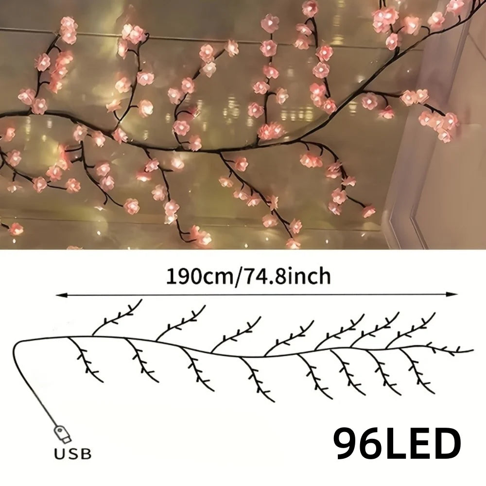 Cherry Blossom Branch LED Fairy Lights — USB Powered