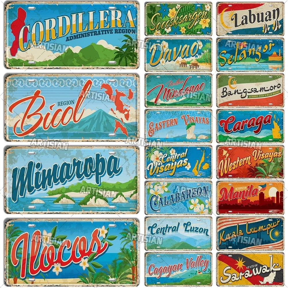 Philippines City Landmark Metal Sign — Decorative Wall Plate