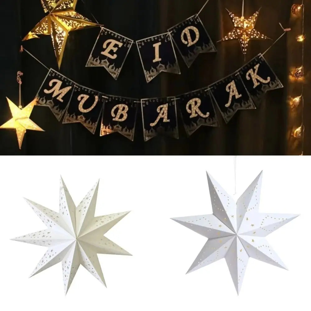 Hollow Star Paper Lantern — Hanging Star Pendant for Christmas & Eid